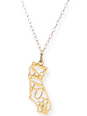 Kris Nations California State Gold Pendant Necklace 18”